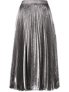 Christopher Kane Metallic Pleated Skirt - Silver