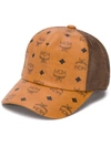 Mcm Visetos Canvas Mesh Baseball Cap In Cognac