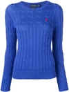 Polo Ralph Lauren Logo Cable Knit Sweater In Blue