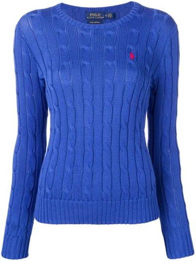 Polo Ralph Lauren Logo Cable Knit Sweater In Blue