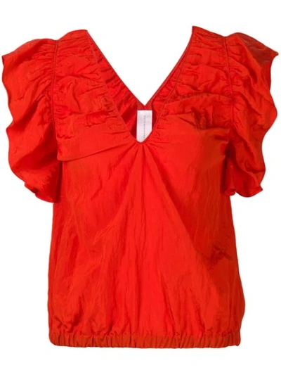 Victoria Victoria Beckham Ruffle Sleeve Blouse - Red