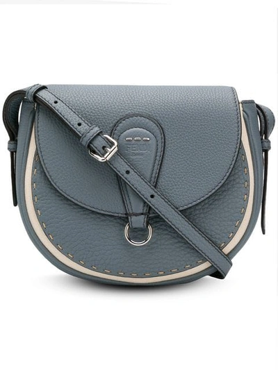 Fendi Stitched Saddle Bag In Blue