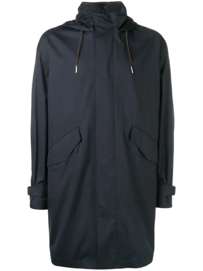 Ermenegildo Zegna Midi Raincoat In Blue