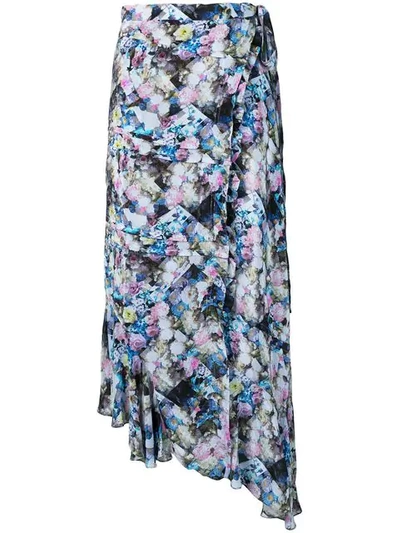 Preen Line Floral Print Asymmetric Skirt In Blue