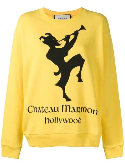Gucci Sweatshirt With Chateau Marmont Print - Yellow