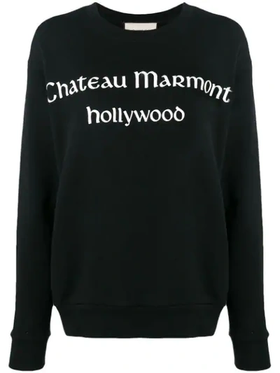 Gucci Oversize Sweatshirt With Chateau Marmont In Black