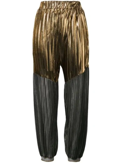 Atu Body Couture Pleated Tapered Trousers In Gold