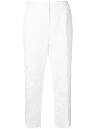 Dolce & Gabbana Cropped Cotton-blend Jacquard Slim-leg Pants In White