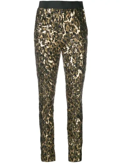 Dolce & Gabbana Leopard Sequin Trousers In Black