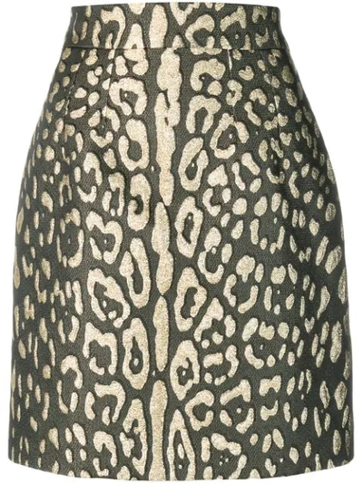 Dolce & Gabbana Leopard-print High-rise Jacquard Mini Skirt In Black