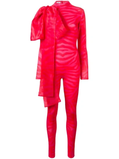 Atu Body Couture Bow Detail Fitted Jumpsuit In Red