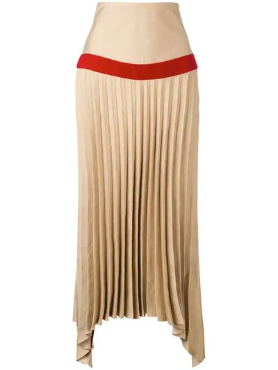Atu Body Couture Asymmetric Pleated Skirt In Brown