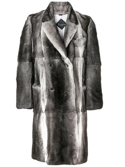 Billionaire Double Breasted Fur Coat In Grey