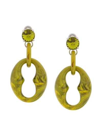 Prada Acrylic Glass Earrings In Green