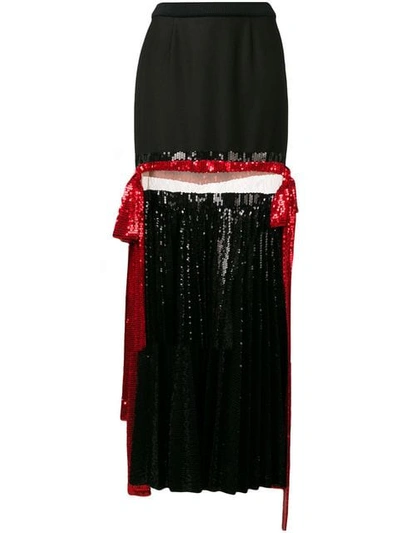 Atu Body Couture Pleated Sequin Maxi Skirt In Black