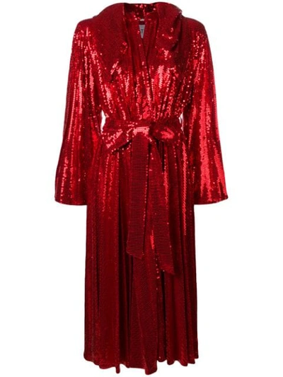 Atu Body Couture Hooded Sequin Dress In Red