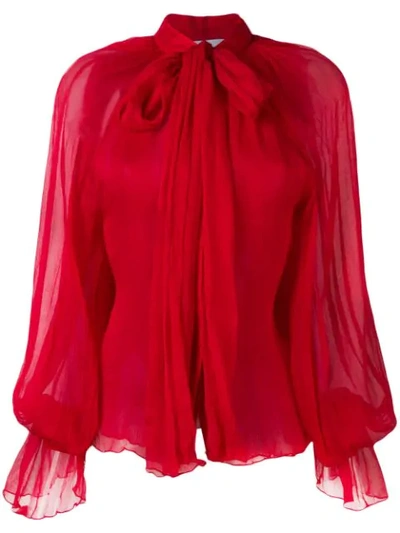 Atu Body Couture Floaty Pussy Bow Blouse In Red