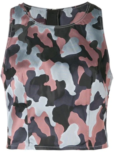 Talbot Runhof Sleeveless Camouflage Print Top In Pink