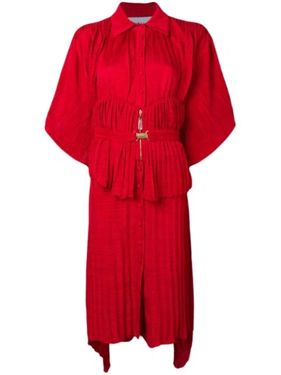Atu Body Couture Belted Shirt Dress In Red