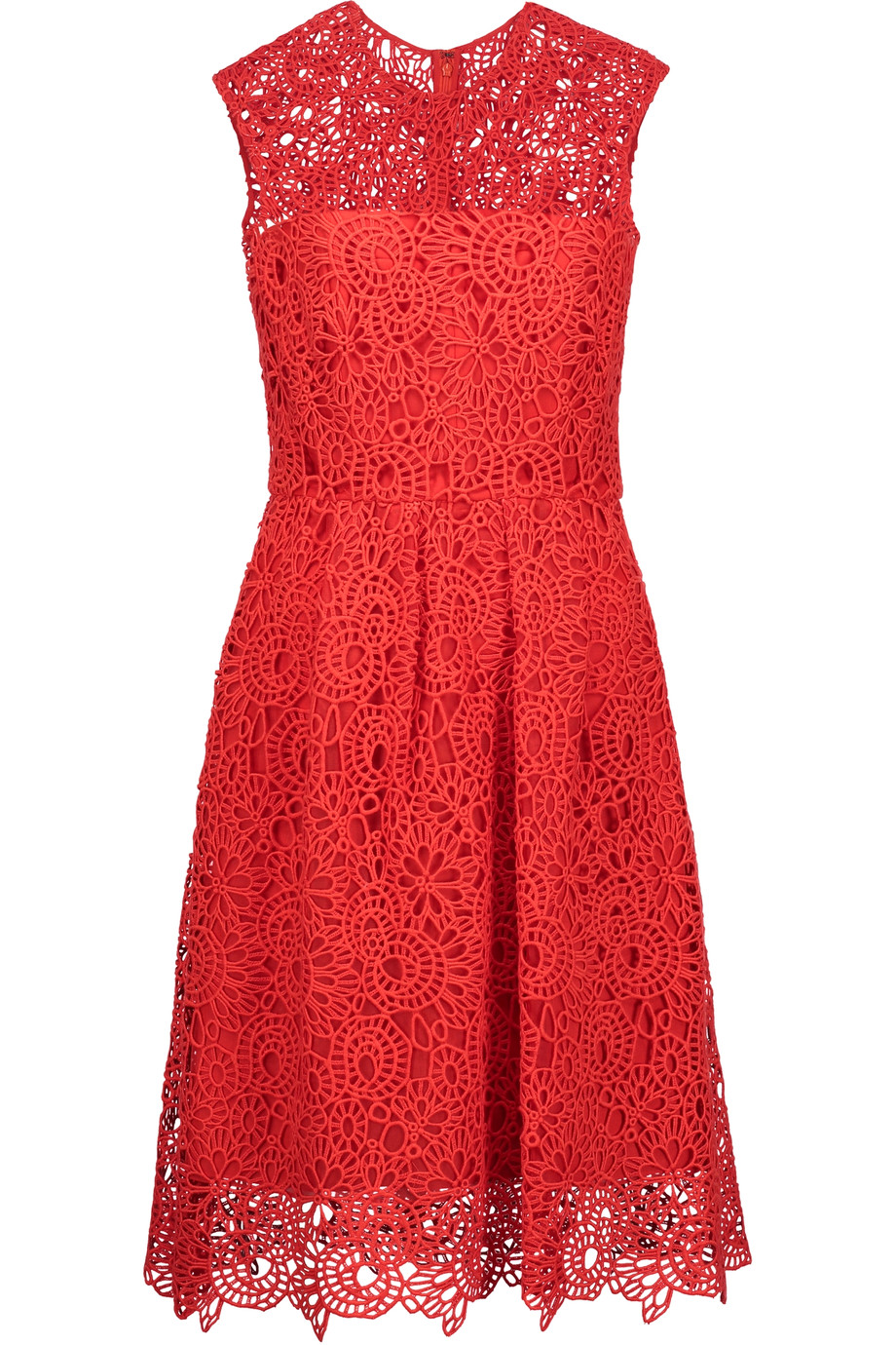 Lela Rose Pleated Embroidered Cotton-blend Lace Dress | ModeSens