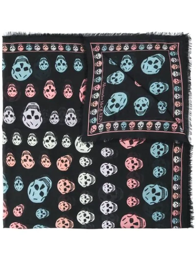 Alexander Mcqueen Skull Printed Scarf In Blue