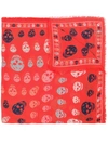 Alexander Mcqueen Skull Print Scarf In Red,black,grey