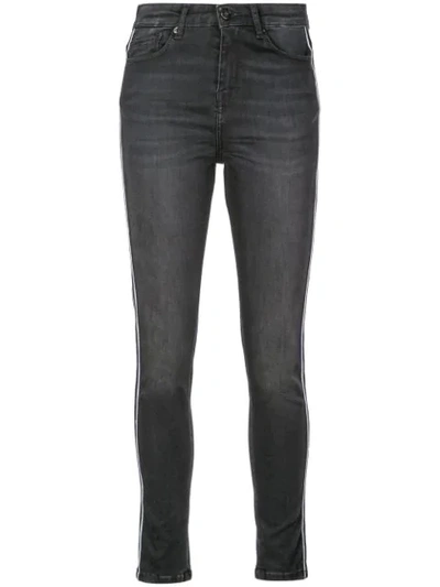 Nicole Miller Side Stripe Jeans In Grey