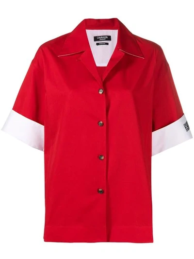 Calvin Klein Logo Sleeve Shirt In Red