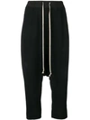 Rick Owens Drawstring Cropped Trousers In 09 Black