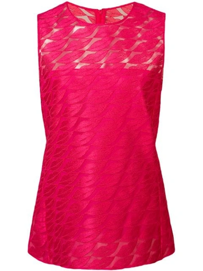 Akris Lips Embroidered Sleeveless Top In Pink