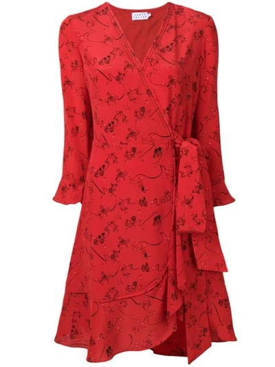 Tanya Taylor Silk Wrap Dress In Red