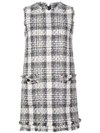 Msgm Tartan Mini Dress In Grey