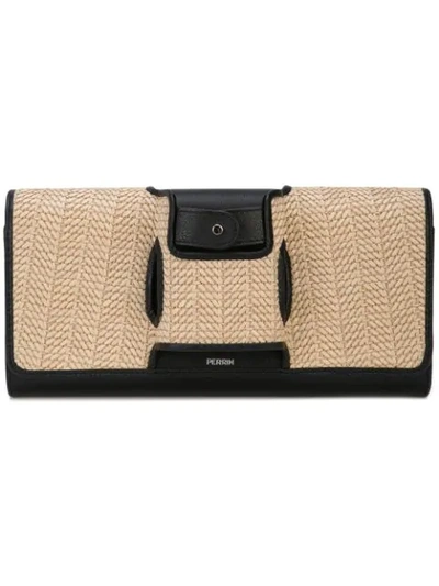 Perrin Paris Two-tone Clutch Bag In Black