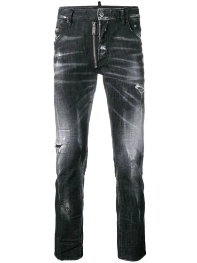 Dsquared2 Distressed Skinny Jeans In Black
