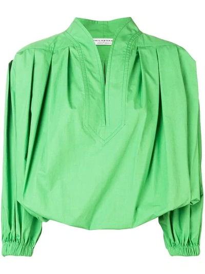 Philosophy Di Lorenzo Serafini Frog Draped Blouse In Green