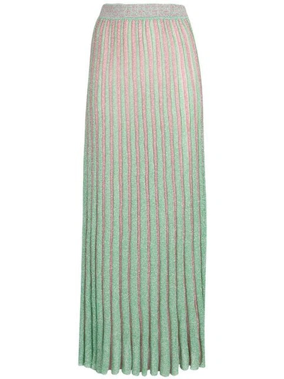 Missoni Long Knitted Pleated Skirt In Green