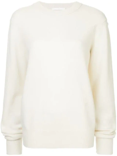 Helmut Lang Ring Crew Neck Jumper In White