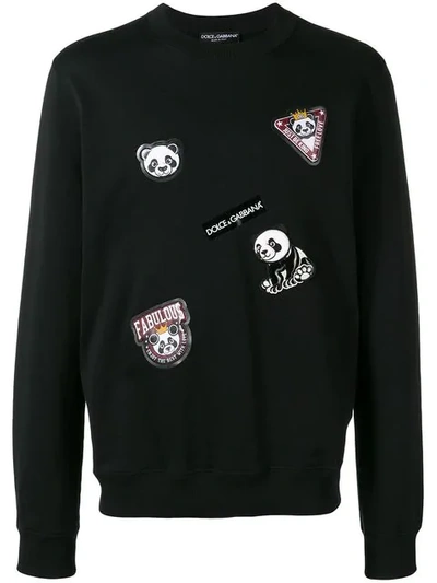Dolce & Gabbana Panda Patched Sweatshirt In Black