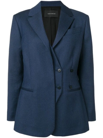 Cedric Charlier Double Breasted Blazer In Blue