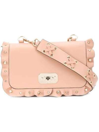 Red Valentino Red(v) Ruffle Trim Embellished Bag In Neutrals