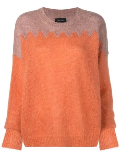 Isabel Marant Contrast Panel Knit Sweater In Orange