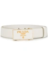 Prada Saffiano Logo Buckle Belt In White