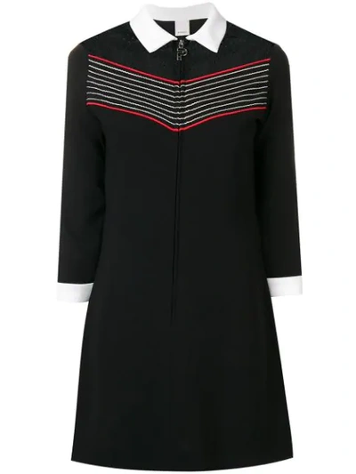 Pinko Striped Detail Polo Dress In Black