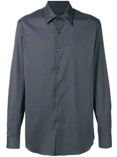 Prada Classic Collar Plain Shirt In Grey