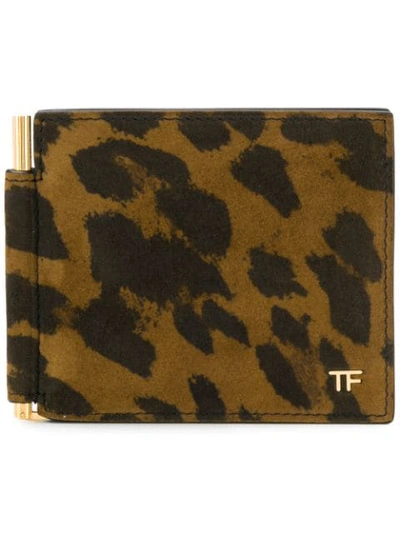 Tom Ford Animal Print Cardholder In Brown