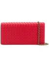 Bottega Veneta Long Intrecciato Wallet In Red