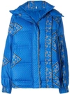 Ganni Padded Paisley Print Jacket In Blue