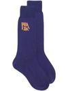 Prada Contrast Logo Socks - Blue