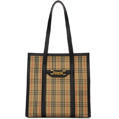 Burberry Small 1983 Link Tote In Black (beige)