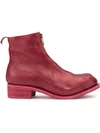 Guidi Coated Zip Ankle Boots In Red